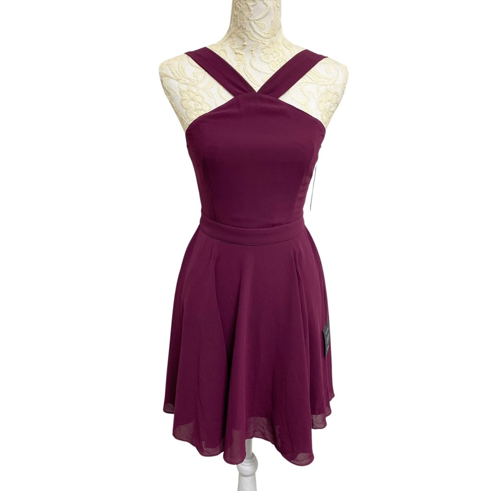 Lulus Forevermore Burgundy Skater Dress – XS NWT